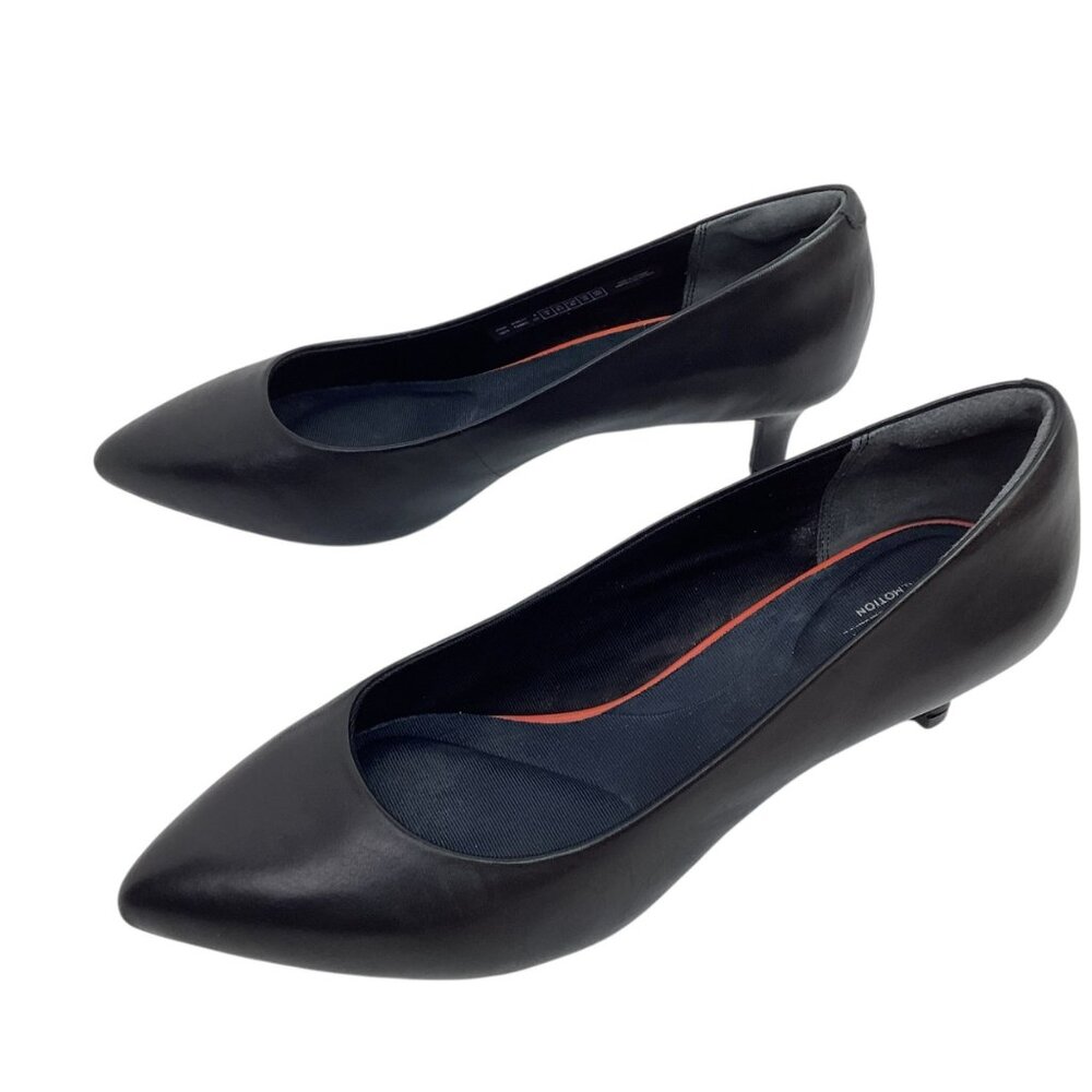 Rockport Total Motion Kalila  Womens 9 Leather Kitten Heel Pumps Black